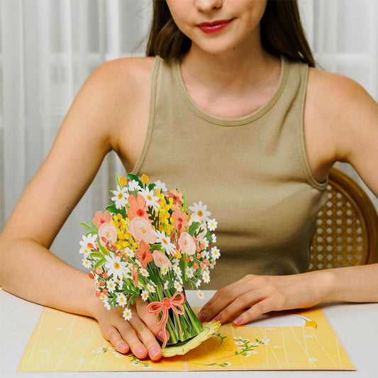 Biglietto con bouquet di fiori in carta 3D
