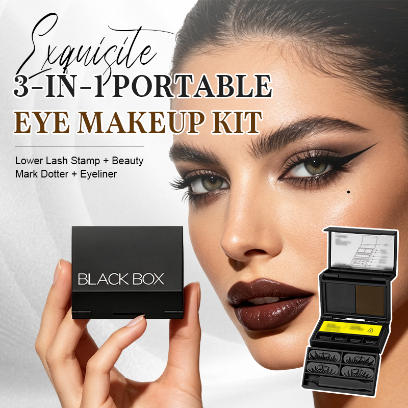 Kit trucco occhi portatile 3 in 1: timbro per ciglia inferiori + applicatore per nei + eyeliner