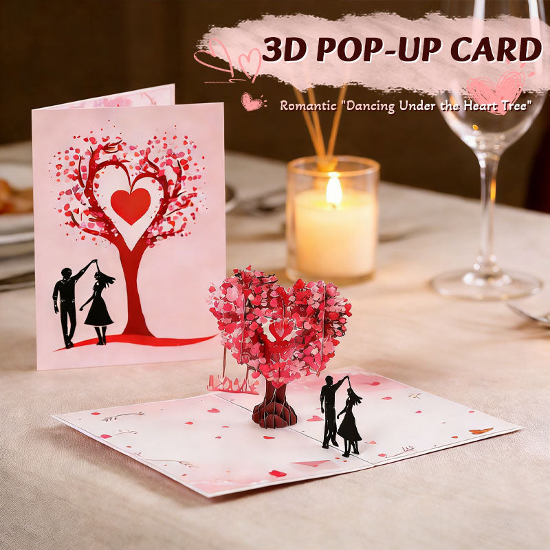 Romantico biglietto di auguri 3D “Ballando sotto l'albero del cuore”