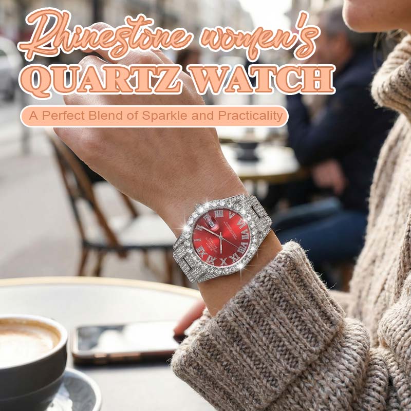 Orologio al quarzo da donna con cinturino in acciaio con stras
