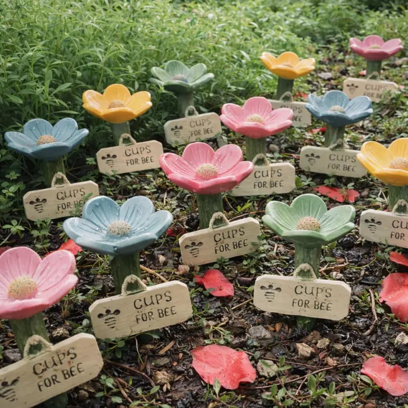 Stazione di irrigazione per api in ceramica a forma di fiore
