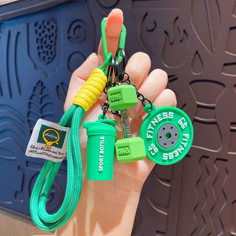 ⏰Ultimo giorno di promozione 49% DI SCONTO💪 Set portachiavi fitness - Portachiavi con manubri, kettlebell e dischi in silicone MSilicon