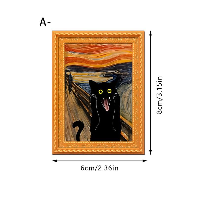 🔥Ultimo giorno 49% di sconto🔥Divertente magnete da frigo con gatto - Cornice vintage