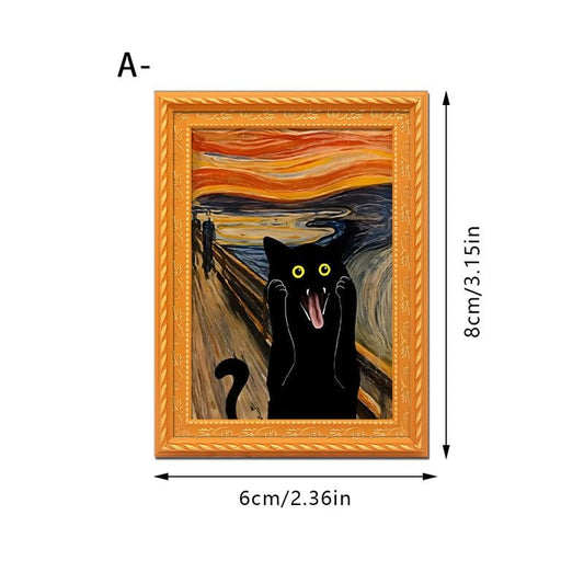 🔥Ultimo giorno 49% di sconto🔥Divertente magnete da frigo con gatto - Cornice vintage