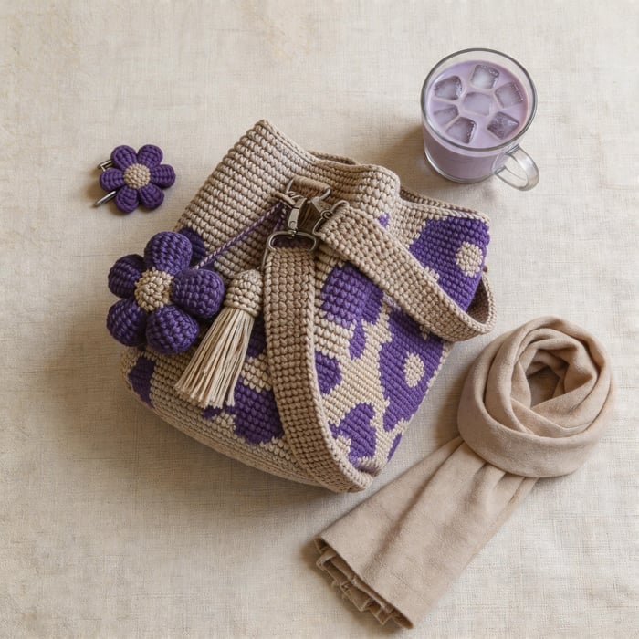 🌼✨Borsa a mano con fiori all'uncinetto