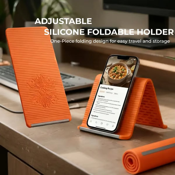 💻📱Supporto flessibile in silicone per telefono con base in alluminio | Supporto pieghevole e portatile, indispensabile per i viaggi: supporto pieghevole per cellulari e smartphone
