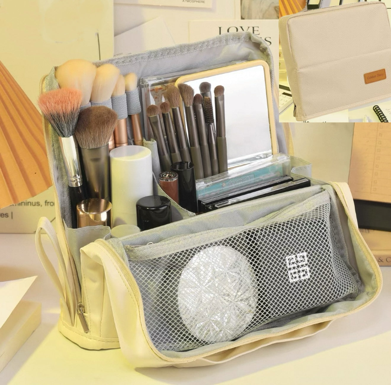 Borsa cosmetica verticale – Portatile, grande capienza