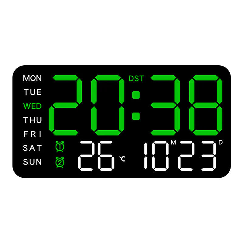 Grande orologio da parete digitale con display LED, datario e termometro, regalo perfetto per gli anziani, decorazione per il soggiorno e la camera da letto