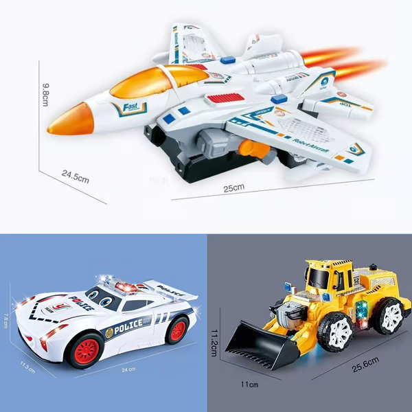 🔥Saldi natalizi 49% di sconto🎄Auto giocattolo elettrica della polizia con deformazione universale