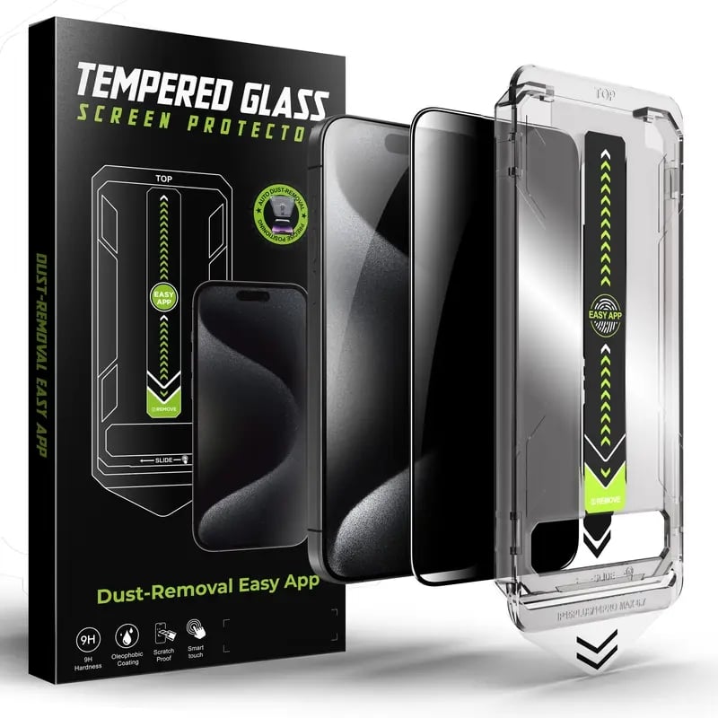 Protezione per la privacy dello schermo per iPhone, filtro antiriflesso, vetro temperato 9H, copertura totale, anti-impronte, eliminazione automatica della polvere, senza bolle, facile da installar
