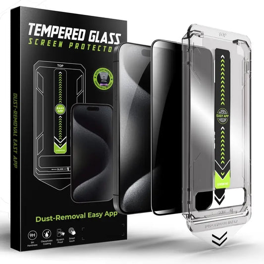 Protezione per la privacy dello schermo per iPhone, filtro antiriflesso, vetro temperato 9H, copertura totale, anti-impronte, eliminazione automatica della polvere, senza bolle, facile da installar