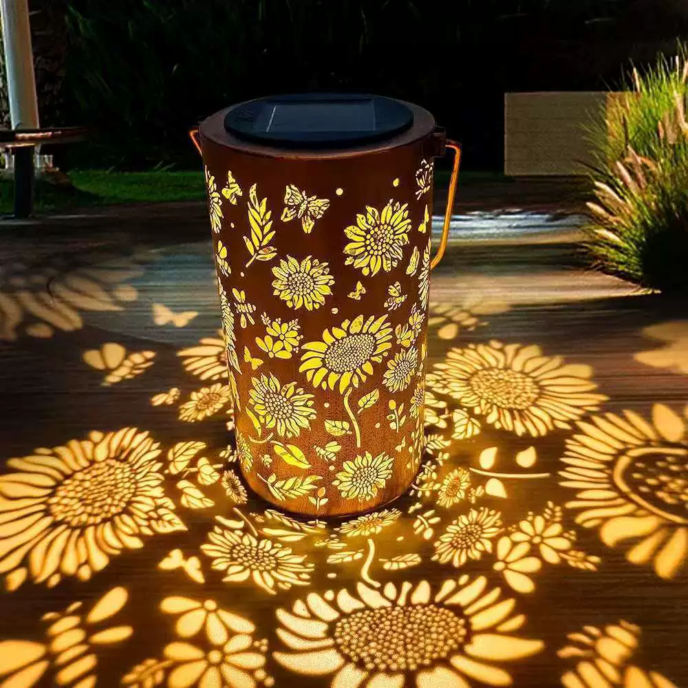 Lampada da giardino colorata a energia solare con effetto girasole