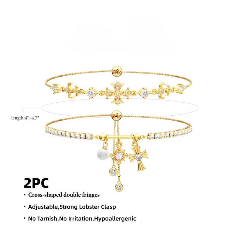 Braccialetti con croce a doppio strato a forma di fiocco di neve