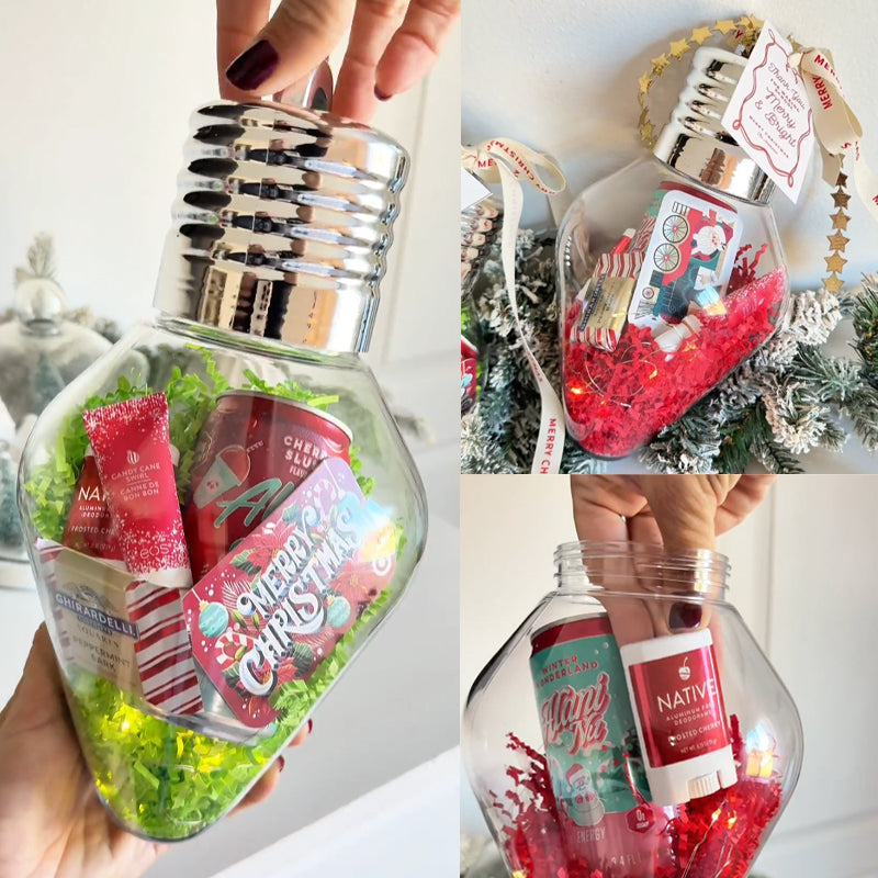 Barattolo regalo natalizio a forma di lampadina