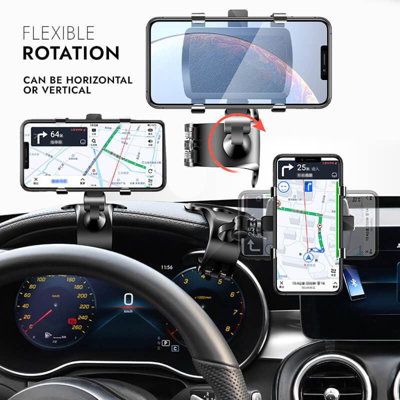 🔥 Supporto universale per telefono da auto - Supporto per telefono da cruscotto con rotazione a 360° [clip aggiornata che non cade mai] - Supporto per telefono da auto per iPhone, Samsung, Google, Nokia e tutti gli smartphone da 4-7 pollic