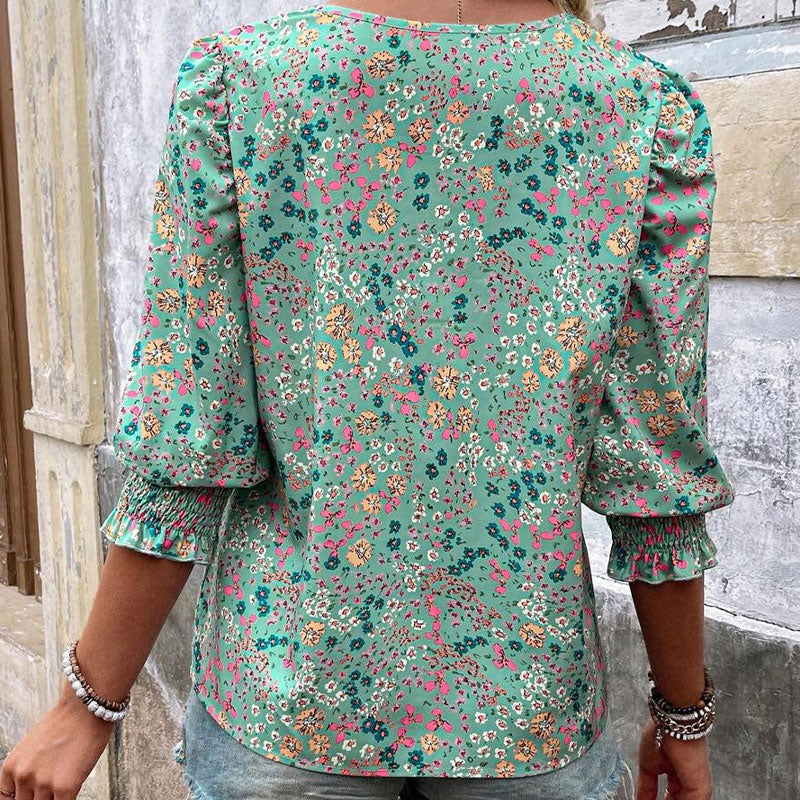 🔥Camicette da donna eleganti e casual con manica a 3/4 e polsini smocked