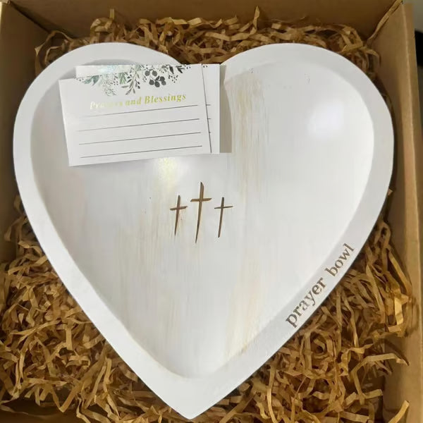 🔥Ultimo giorno 49% DI SCONTO - ✝️Set di ciotole da preghiera in legno a forma di cuore realizzate a mano🎁Regalo per la riflessione fedele e la devozione quotidian