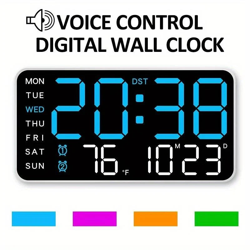 Grande orologio da parete digitale con display LED, datario e termometro, regalo perfetto per gli anziani, decorazione per il soggiorno e la camera da letto
