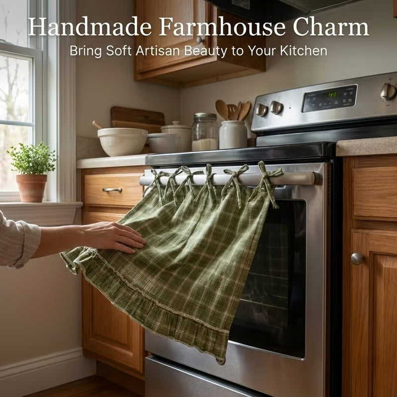 🧺 Gonne per forno fatte a mano | Arredamento per cucine in stile rustico🔒 Resistenti al calore | 🎀 Facili da installare | ✨ Nascondono il disordine e danno un tocco di stile