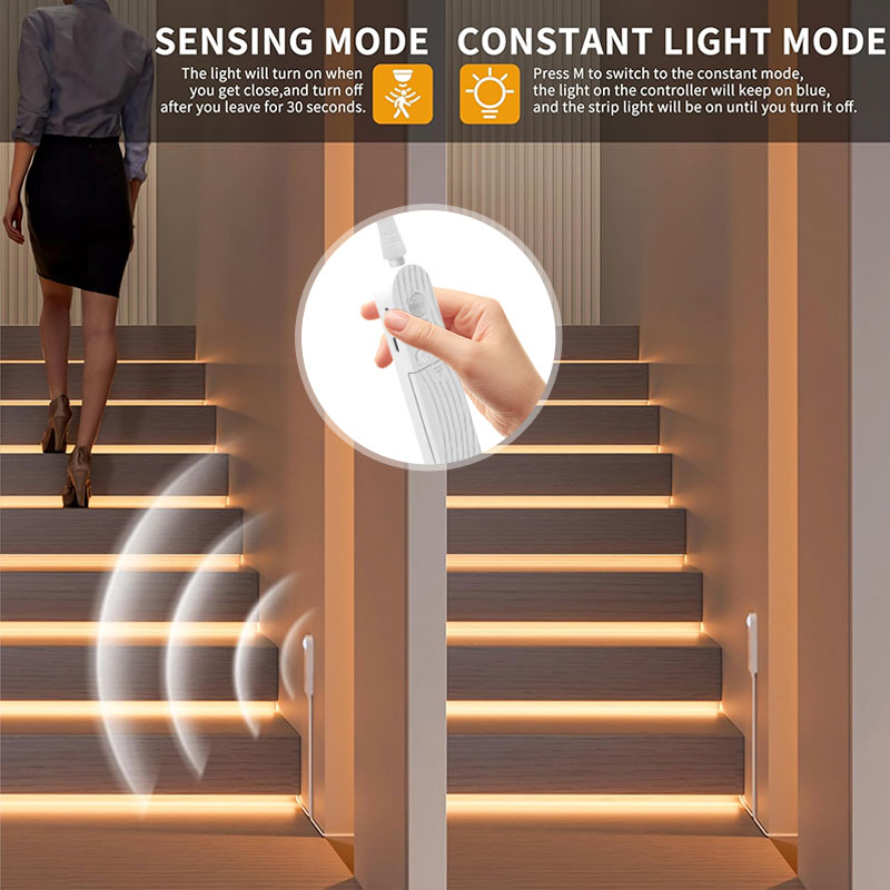 🔋 Striscia luminosa LED con sensore di movimento e scatola di batterie