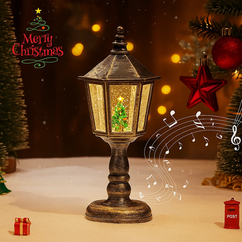 🎄Lanterna natalizia musicale con globo di neve illuminato