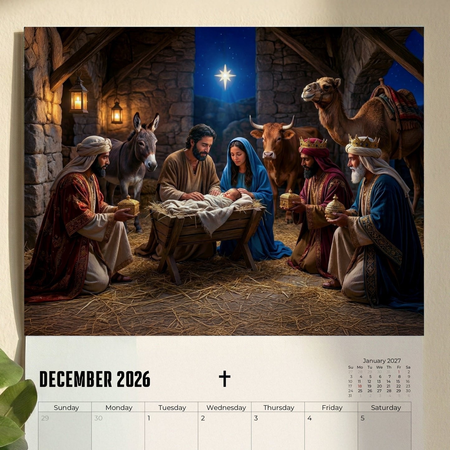 ✝️Gesù Cristo Immagini raffinate Calendario da parete 2026 - Fede quotidiana, pace e ispirazione divin