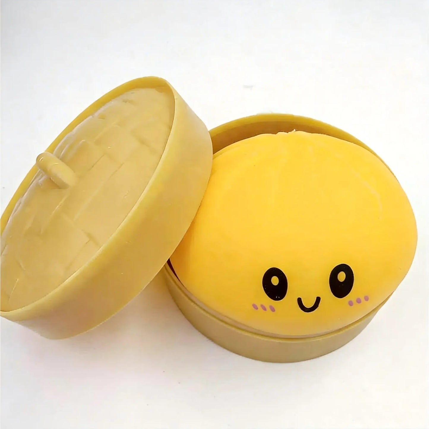 Scatola Squishy Glitter Dumpling - Simpatico giocattolo antistress, con scatola a vapore