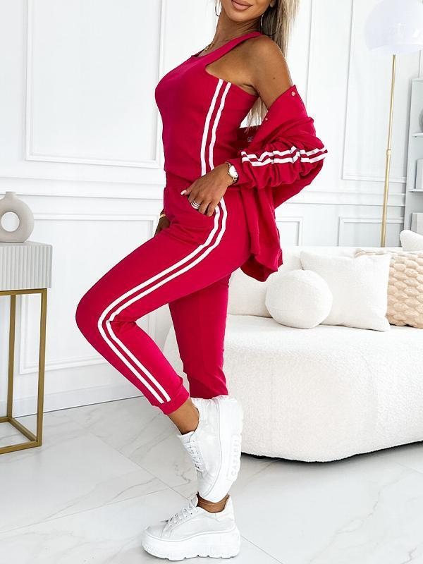 Set tre pezzi da donna con giacca e pantaloni da baseball
