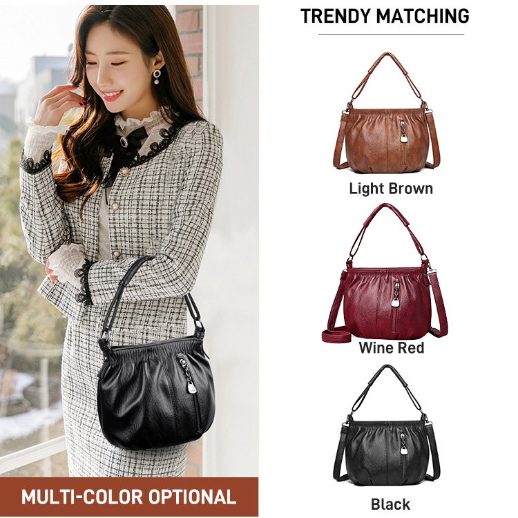Borsa da donna plissettata in materiale morbido – Versatile, può essere portata a mano, a tracolla o a spalla 👜✨