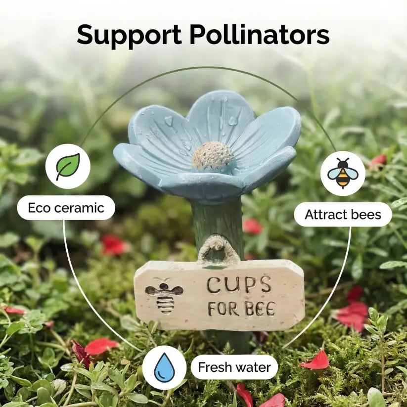 Stazione di irrigazione per api in ceramica a forma di fiore
