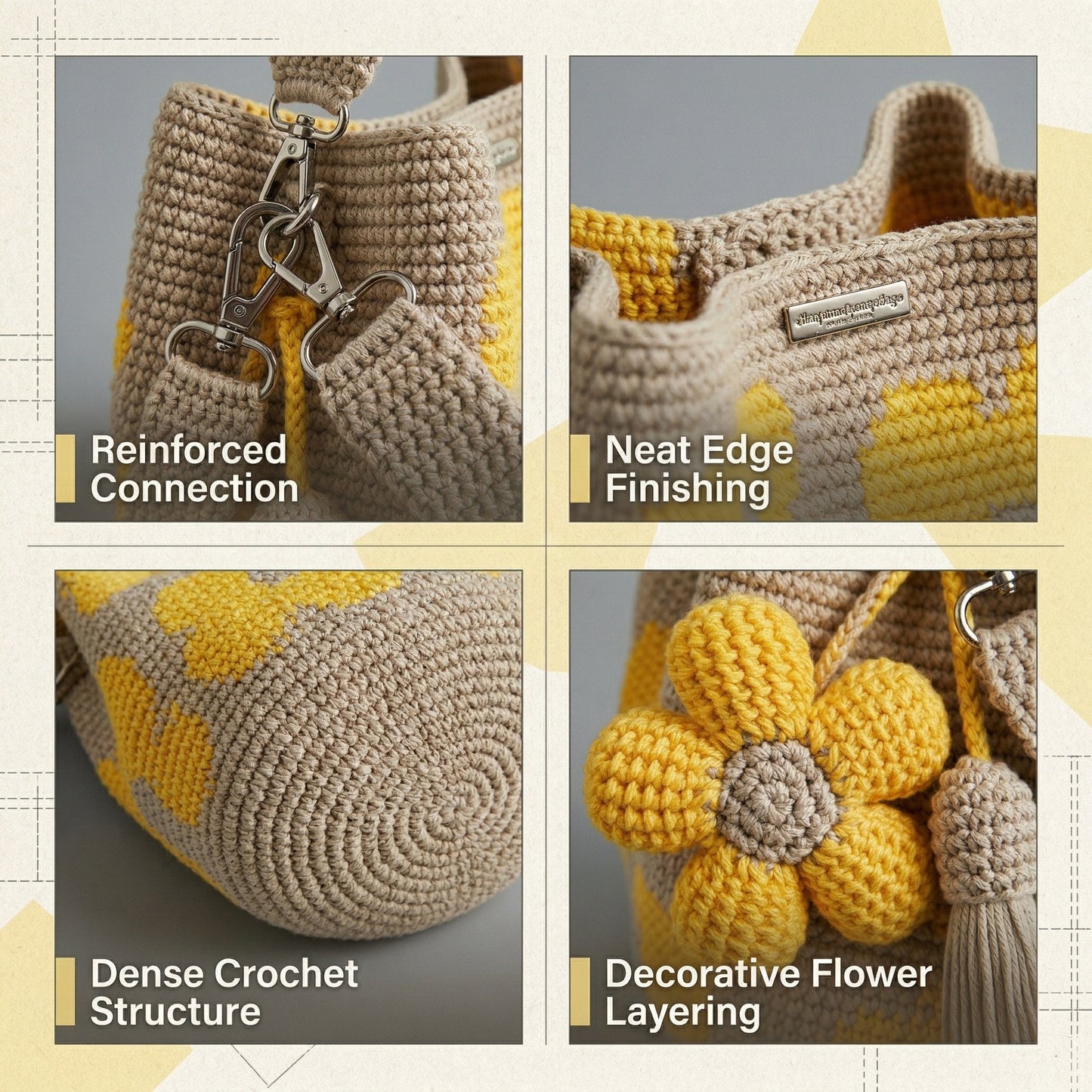 🌼✨Borsa a mano con fiori all'uncinetto