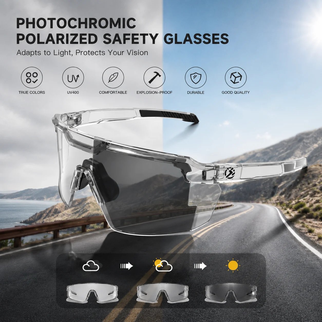 ☀️Occhiali di sicurezza fotocromatici polarizzati UV400 – 🥇Occhiali resistenti agli urti per sport all'aperto e lavoro