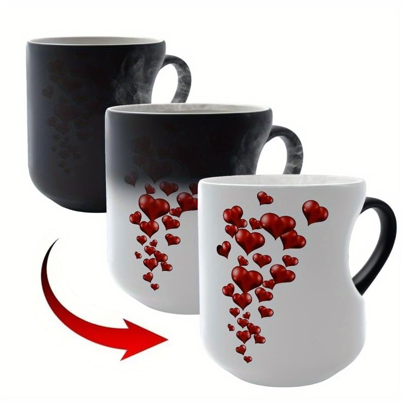 Tazza magica in ceramica a forma di cuore che cambia colore