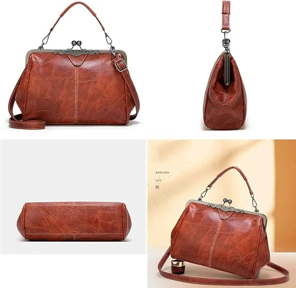 💼Borsa tote da donna in pelle impermeabile con chiusura a scatto “Kiss-Lock” Kattee Elegant 2026