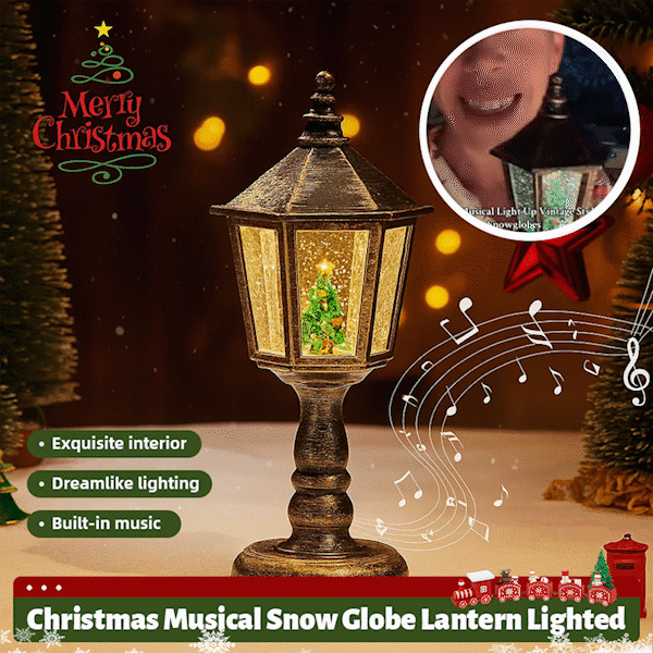 🎄Lanterna natalizia musicale con globo di neve illuminato