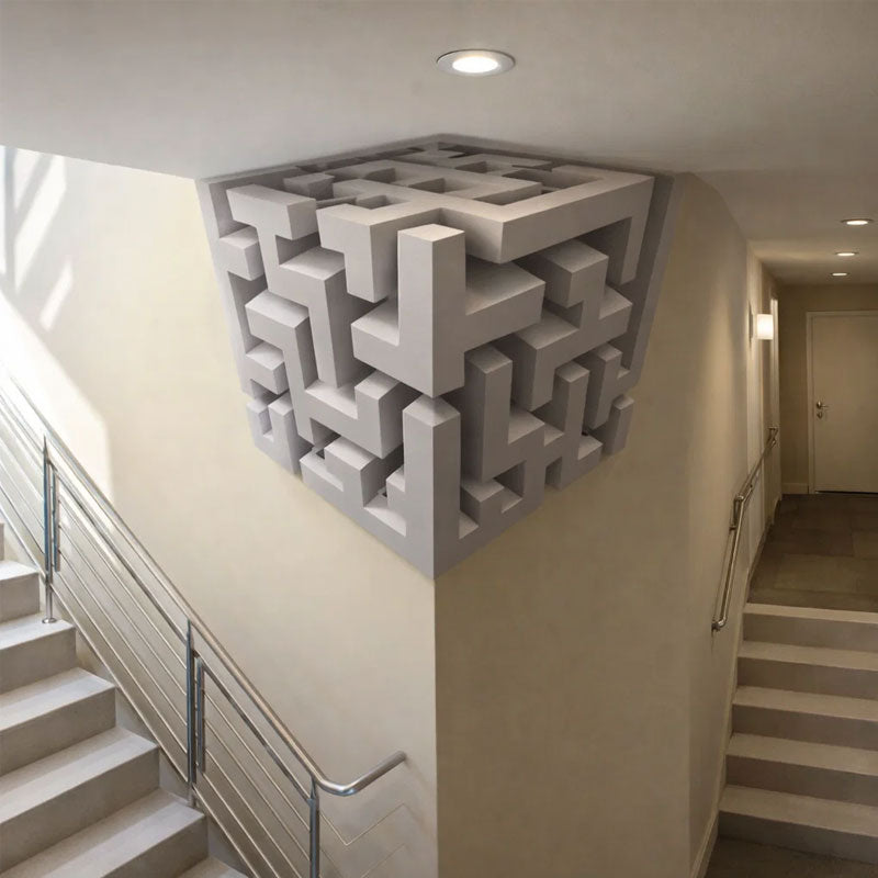 🧩 Moderna scultura geometrica da parete angolar