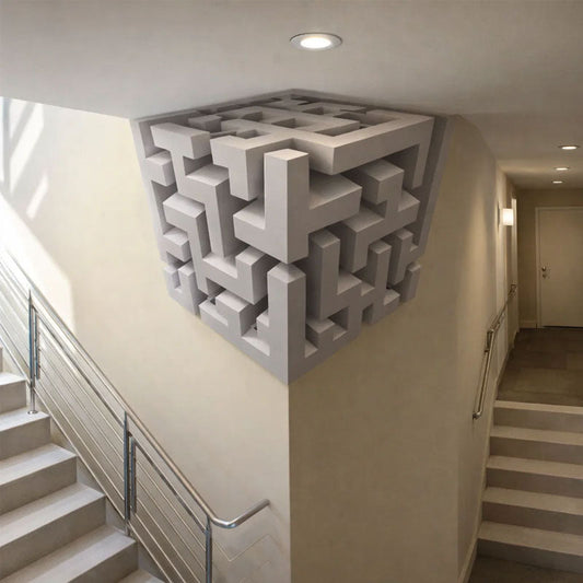 🧩 Moderna scultura geometrica da parete angolar