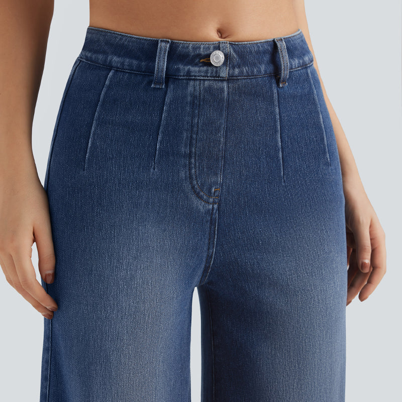Jeans elasticizzati a vita alta e gamba larg👖
