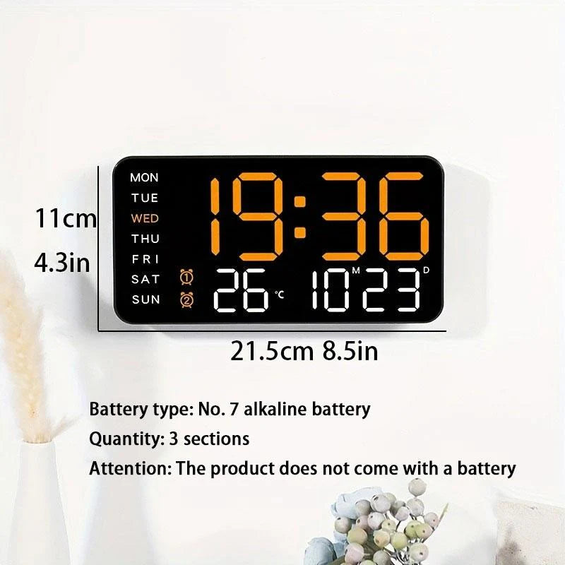 Grande orologio da parete digitale con display LED, datario e termometro, regalo perfetto per gli anziani, decorazione per il soggiorno e la camera da letto