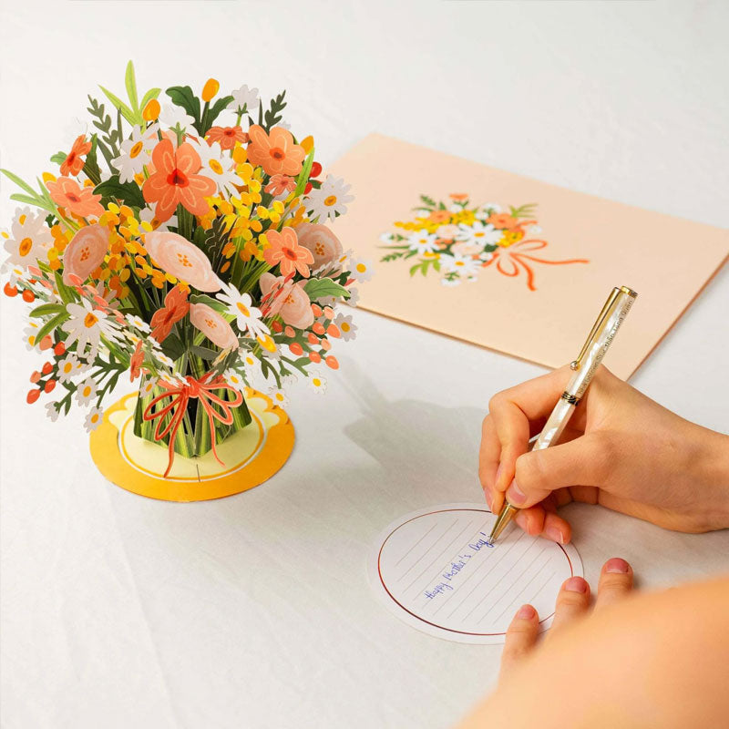 Biglietto con bouquet di fiori in carta 3D