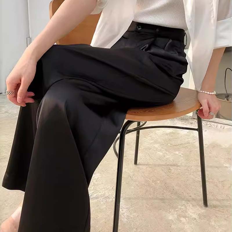 Pantaloni larghi in raso di acetat