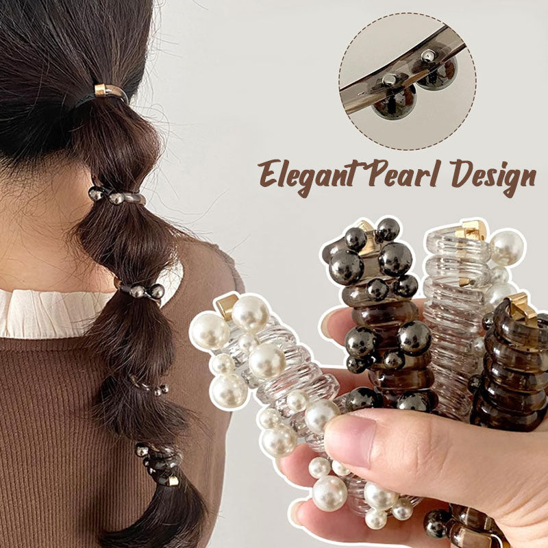 Cravatta per capelli dritta a spirale con perle