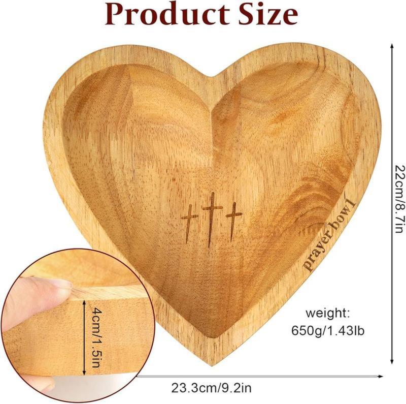 🔥Ultimo giorno 49% DI SCONTO - ✝️Set di ciotole da preghiera in legno a forma di cuore realizzate a mano🎁Regalo per la riflessione fedele e la devozione quotidian
