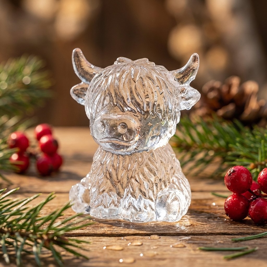 🐮 Stampo per cubetti di ghiaccio a forma di mini mucca delle Highlands – Simpatici cubetti di ghiaccio 3D per bevande, feste e regali