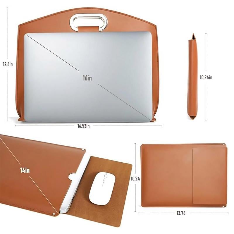 Borsa impermeabile in pelle per laptop da 14-16 pollici, 2 pezzi, per donna, borsa a mano