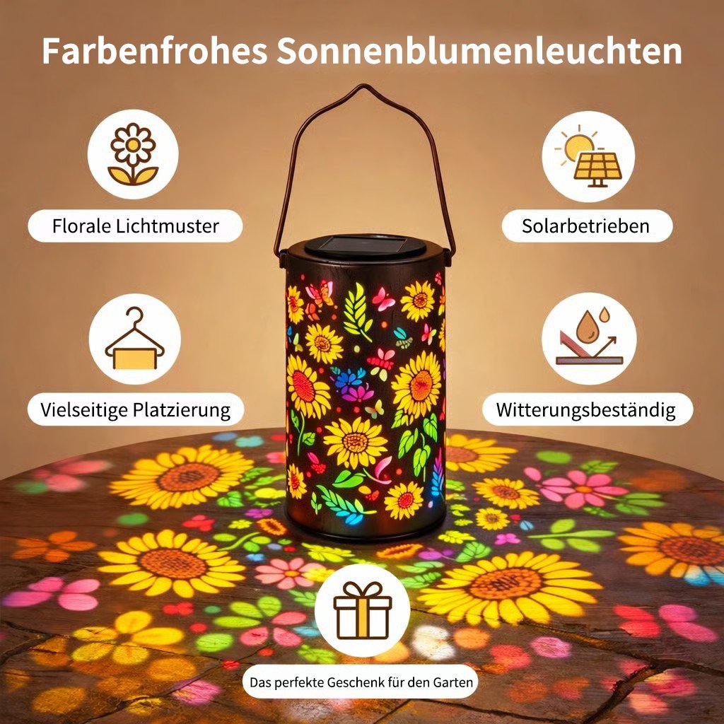 Lampada da giardino colorata a energia solare con effetto girasole
