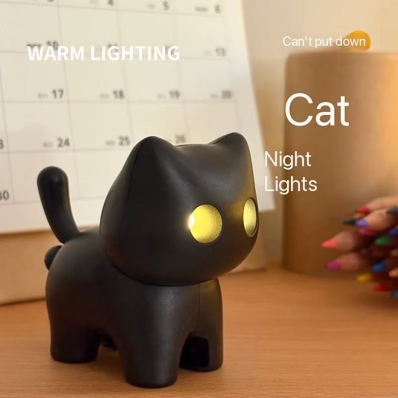🌙 Portachiavi con luce notturna a forma di gatto nero