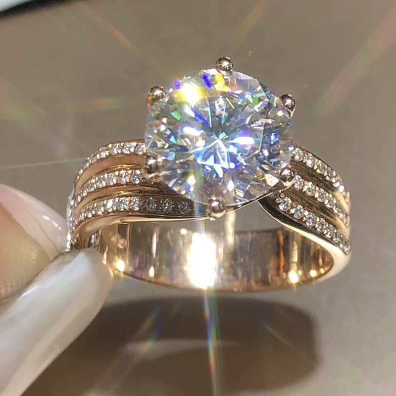🎁 Anello con zircone super brillante da 3 carati