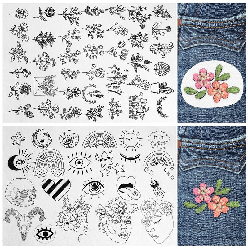 🌸Linee floreali Motivi floreali disegnati Motivi ricamati – Ricamo e cucito per principianti