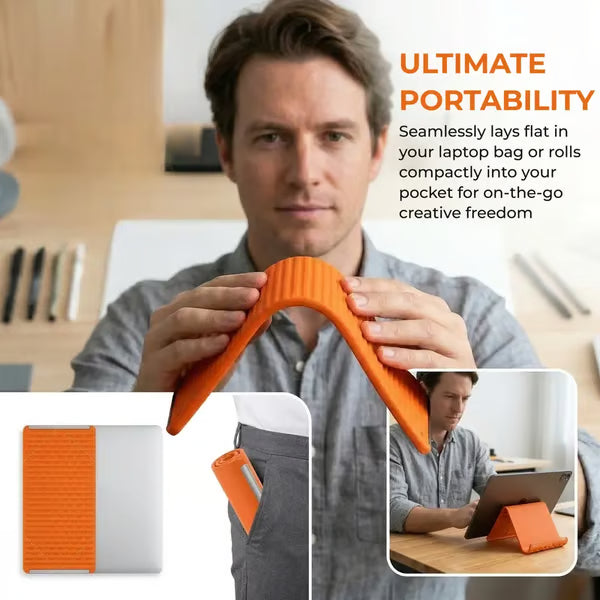 💻📱Supporto flessibile in silicone per telefono con base in alluminio | Supporto pieghevole e portatile, indispensabile per i viaggi: supporto pieghevole per cellulari e smartphone